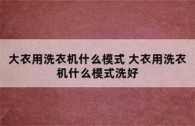 大衣用洗衣机什么模式 大衣用洗衣机什么模式洗好